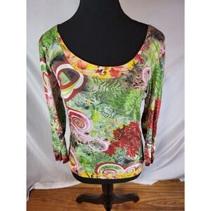 Eva & Claudi Size XS Colorful Floral  Viscose Top Shirt Size XS